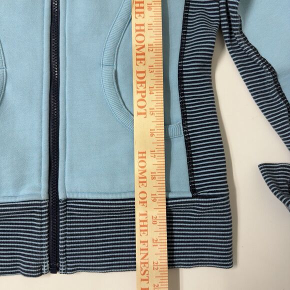 Lululemon Scuba Hoodie Striped Trim Shhh I’m Meditating Full Zip Up Women 6 GUC - Picture 8 of 12